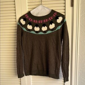 Talbots petite small cotton blend Brown Sheep Pattern Sweater